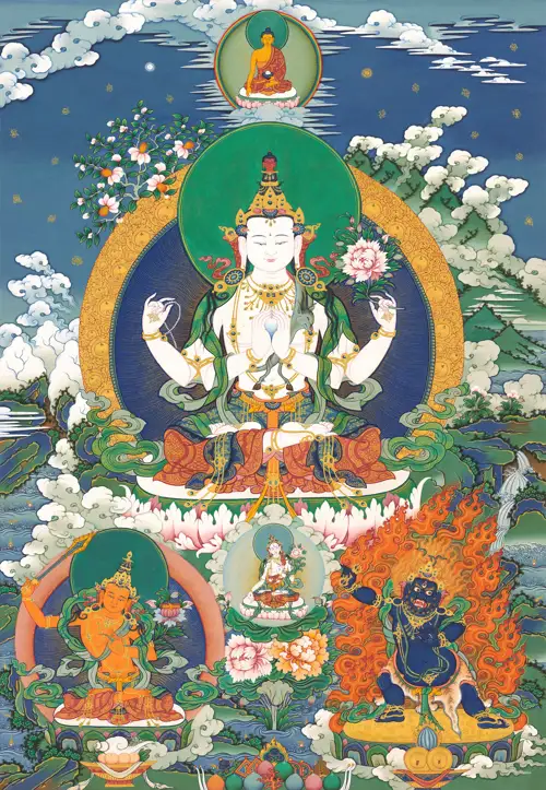 Quán Thế Âm Tứ Thủ – Tịnh Quang Giáng Chiếu 